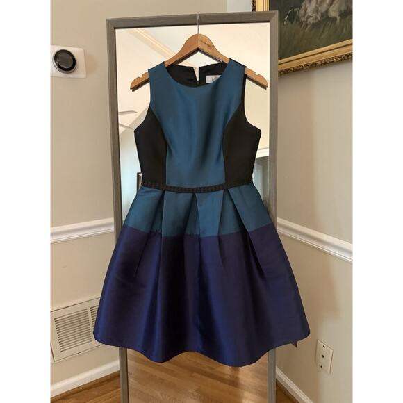 Belle Badgley Mischka Color Block Beaded Cocktail Dress Size 4 - Picture 4 of 6